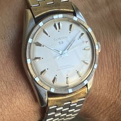 Vintage Clinton Automatic 59 Jewels Mans Watch In Very Good Condition High Grade Movement Great Looking Watch 