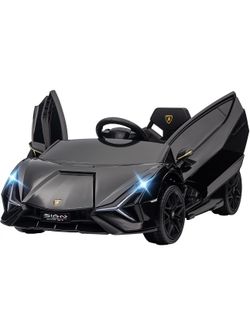 Aosom 12V Ride on Car, Lamborghini SIAN Licensed Battery Powered Electric Car for Kids with Remote Control, Horn, Music, & Headlights, Black
