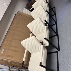 6 White Modern Dining Chairs 