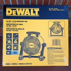 NEW DeWalt 16 inch 3 speed 360° tilting workshop benchtop freestanding or hanging industrial drum fan