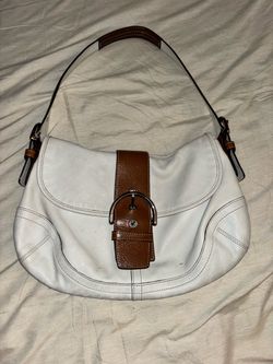 Coach SoHo Hobo white tan leather bag