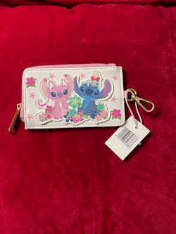 Disney Parks Loungefly Lilo & Stitch Angel Pink Card Holder Wallet New with Tags