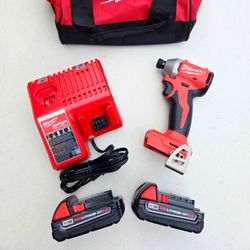 Milwaukee 18V Brushless Compact Impact Driver Kit With 2 Batteries and Charger