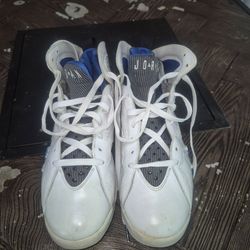 White and blue air Jordan's 6