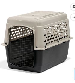 Like New Petmate Vari Medium Plastic Portable Dog Kennel Airline Friendly Pet Carrier . Taupe/Black: 21 W x 202H x 27L.
