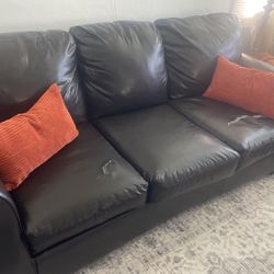 Dark Leather Pullout Couch