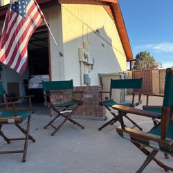 Vintage Set of 6 Gold Medal Dyirector’s Chairs – Hunter Green & Walnut