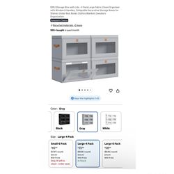 Brand new Storage Bins with Lids - 4 Pack Large Fabric Closet Organizer with Window & Handles, Collapsible Decorative Storage Boxes for Shelves Under 