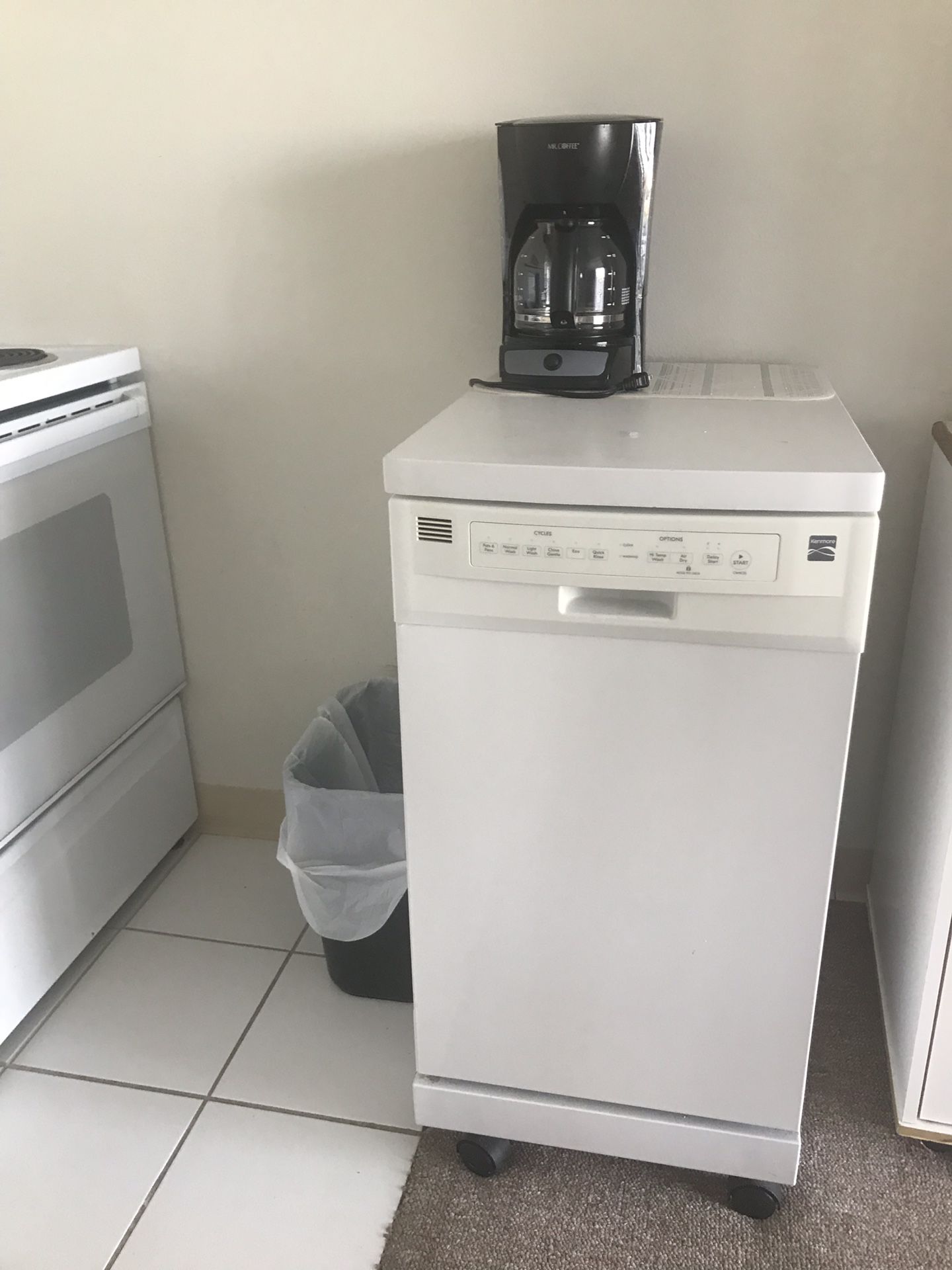 Portable dishwasher sears Kenmore white