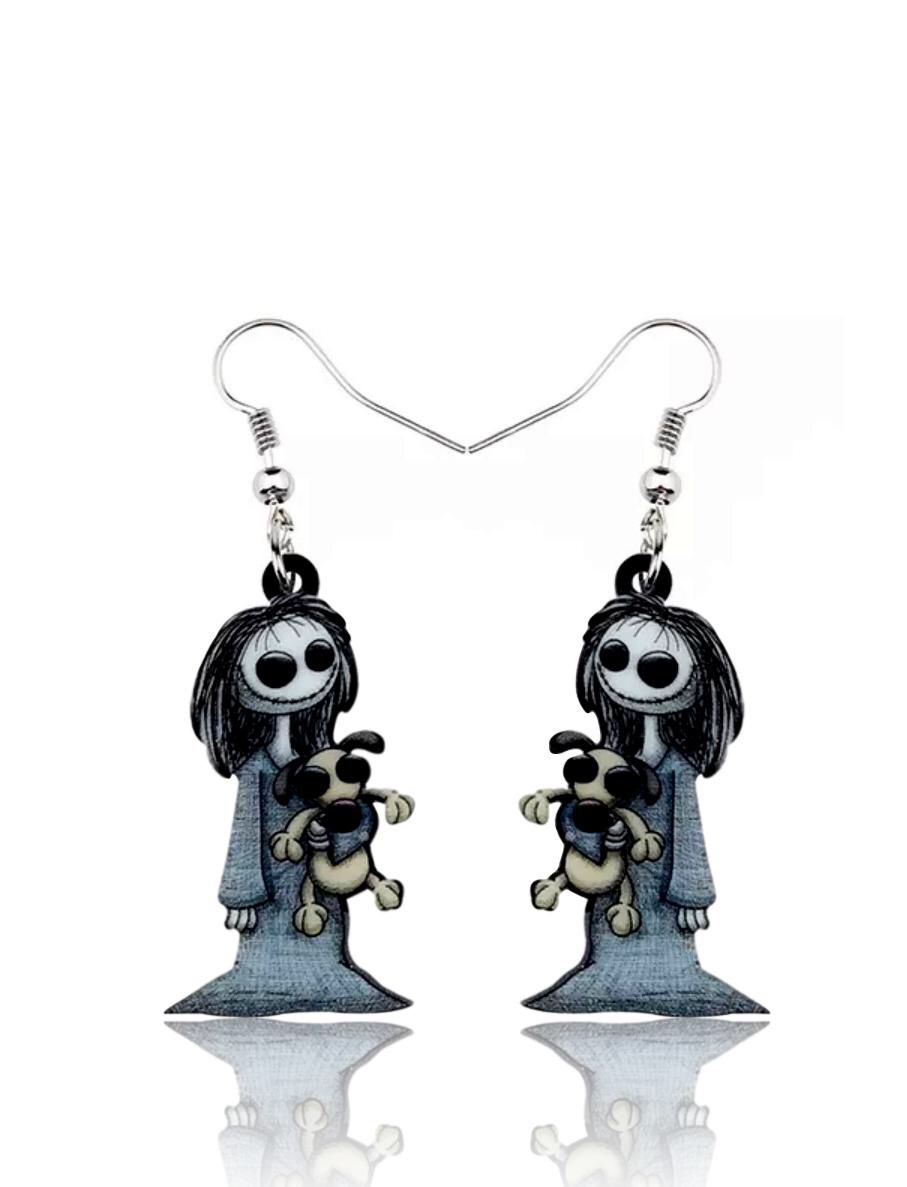Gothic Black Eyed Girl Dangling Earrings