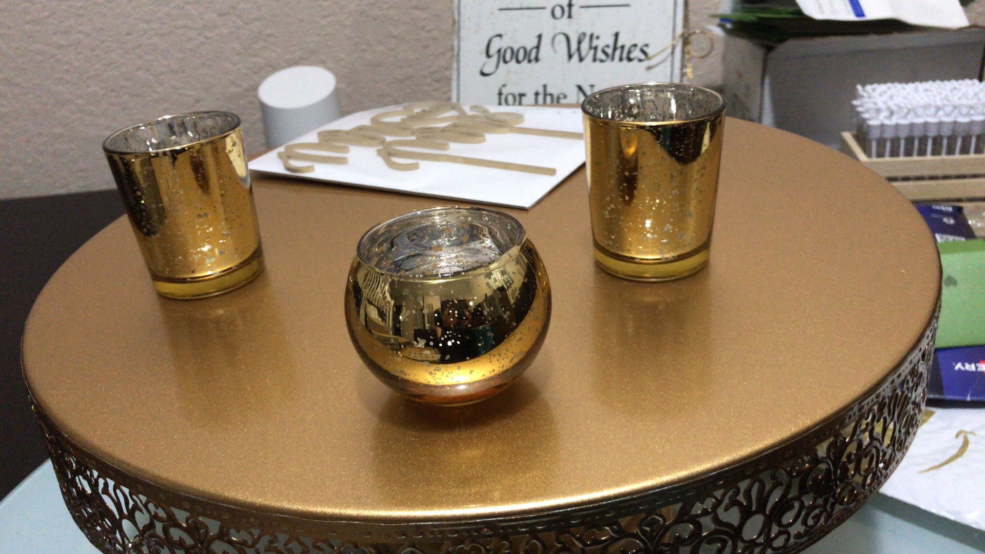 Volen gold mercury glass candles