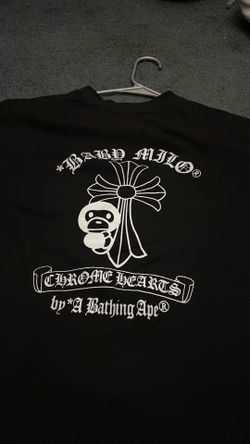 black chrome heart bape shirt