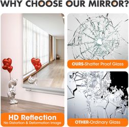 48x24 Inch 2-Pack Modern Home Gym Mirror, Wall-Mounted, Framed, Silver