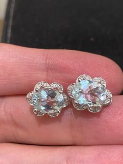 14K AQUAMARINE DIAMOND EARRINGS