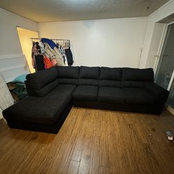 L Shape, Black Sofa, And Chase