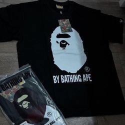 Bape Tee Black And White Size Large And Medium 