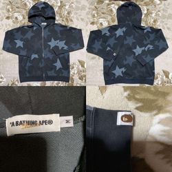 Rare Black Bapesta Star Full Zip Up Size Medium