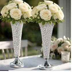 2 vases silver for any event, centerpiece