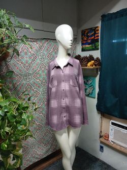 32 Degrees Lavender & Purple Plaid Button-Up Shirt, Size XL