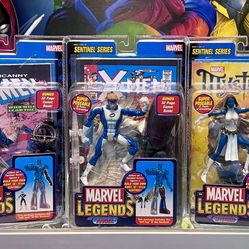 Marvel Toybiz 2005 Sentinel BAF Series 6” X-Men Cyclops Variant Angel & Mystique Action Figures Sealed with Stand Bonus 24+ page Comic Book New NRFP M
