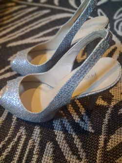 Preview International glitter peep-toe slingback heels
