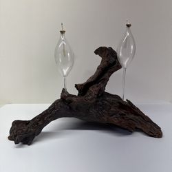 Mid Century Modern Oil Candle Lamp Hand Made Sealed Driftwood Wood Root Large