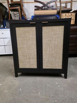 Black and Rattan Sideboard / Kitchen Cabinet