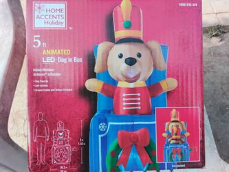 NEW Christmas 5ft Animated LED Dog in Box Airblown Inflatable