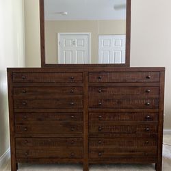Solid Wood Dresser W/ Mirror