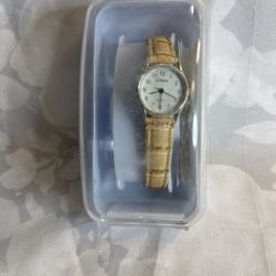 Citron Silver-Tone Watch with Tan Leather Band