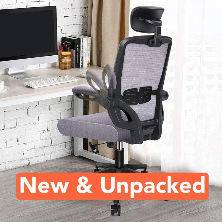  Ergonomic Office Chair Home - Computer Desk Chairs Lumbar Support, Mesh High-Back Task Chair with Flit-up Arms and Height Adjustable Design
