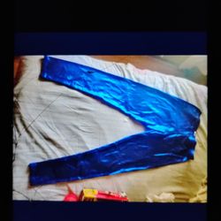 A Sexy Shiny Tight Spandex Blue Pants 