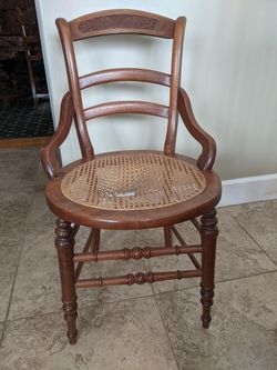 Antique Solid Walnut Chair w/ Burly Maple Inlay