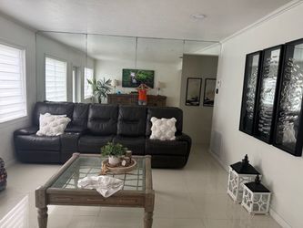Dark Brown original Leather Reclining Sectional Sofa