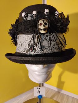 Halloween Hats Black Floral Skull