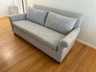 Crate & Barrel Rolled Arm Light Grey Sofa