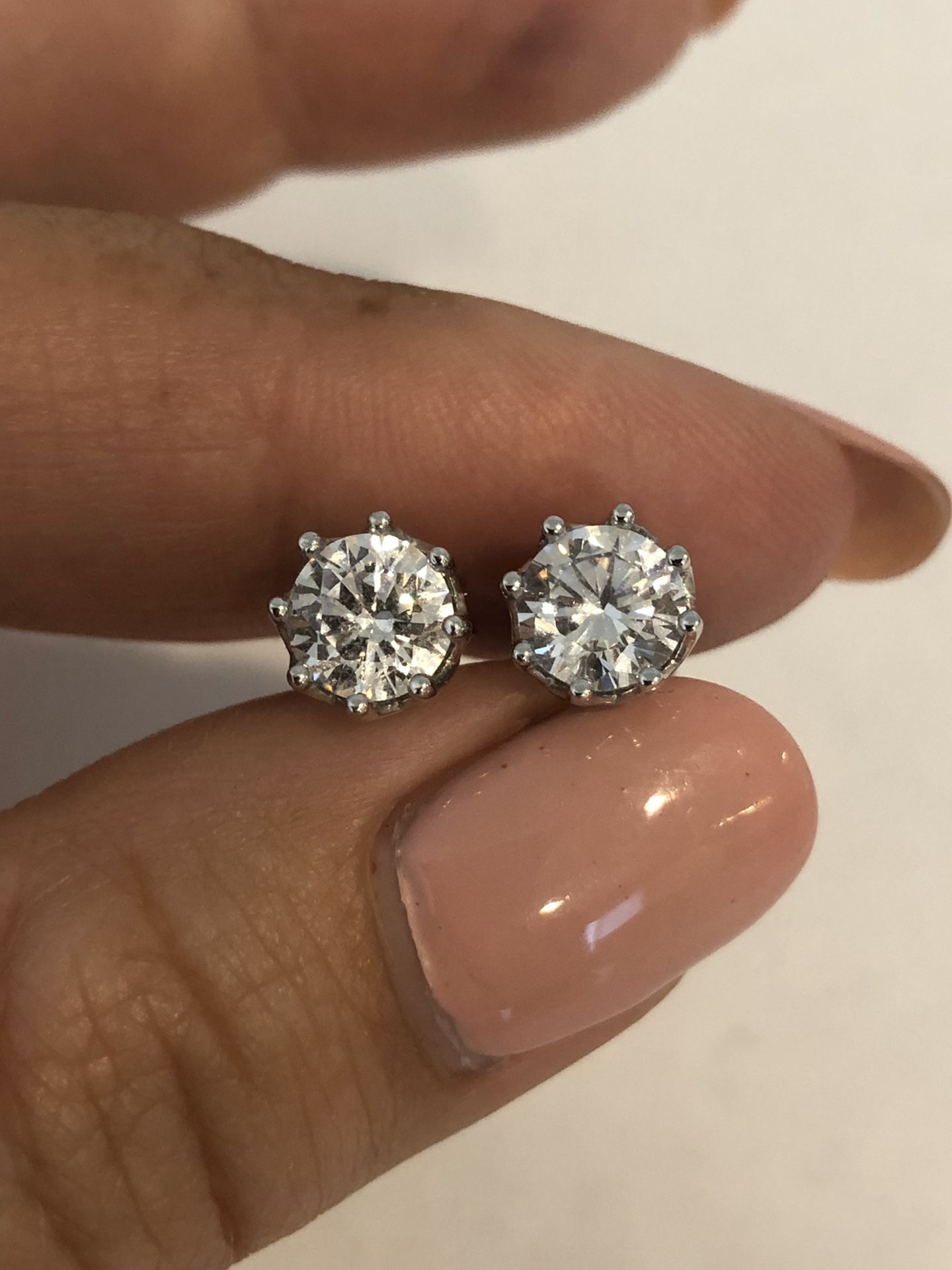 Brand New Sterling Silver 925 Stud Earrings With CZ Diamonds