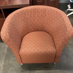 Red-Orange Fabric Lounge Chair