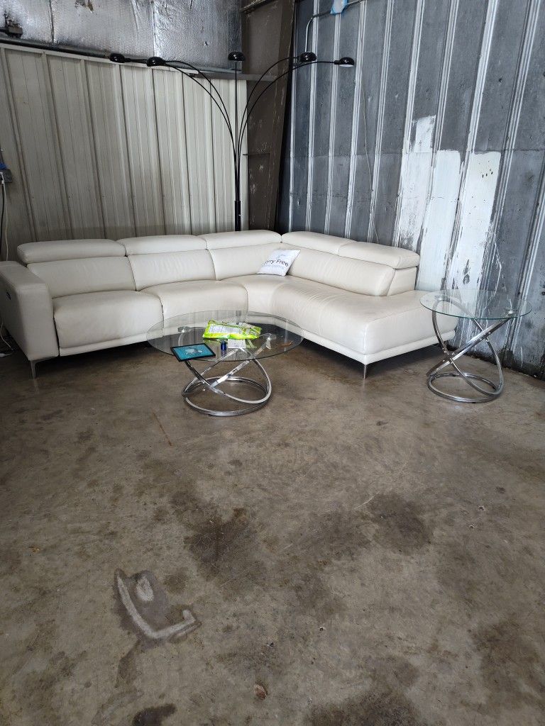 Recliner Sectional Leather an 3 tables