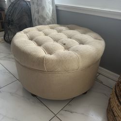 Round Tufted Storage Ottoman