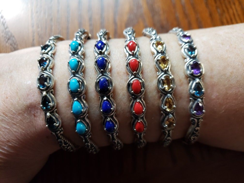 Carolyn Pollack Sterling Silver Cuff Bracelet- 6 Colors, Your Choice
