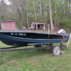 14ft John Boat, 15hp. Motor With Trailer 