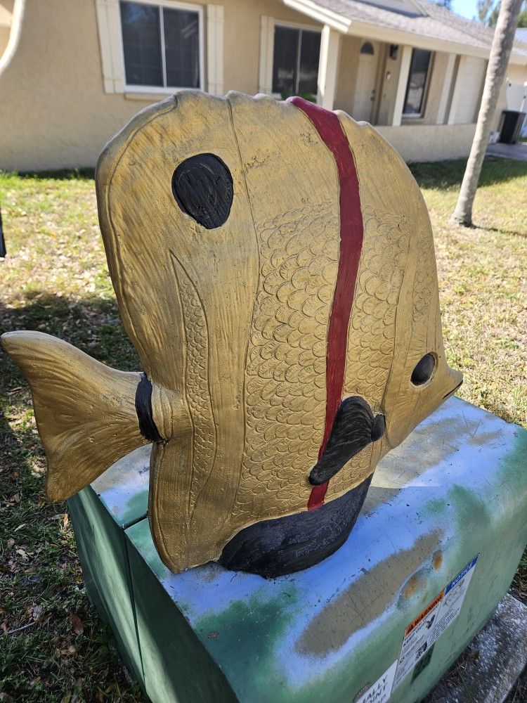 Concrete Angel Fish Yard Ornament Decoration Decor Beach Ocean