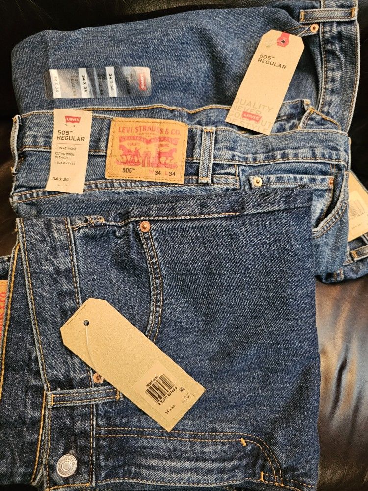 Levi's 505 Regular Fit 34 Waist 34 Length Set Of 3