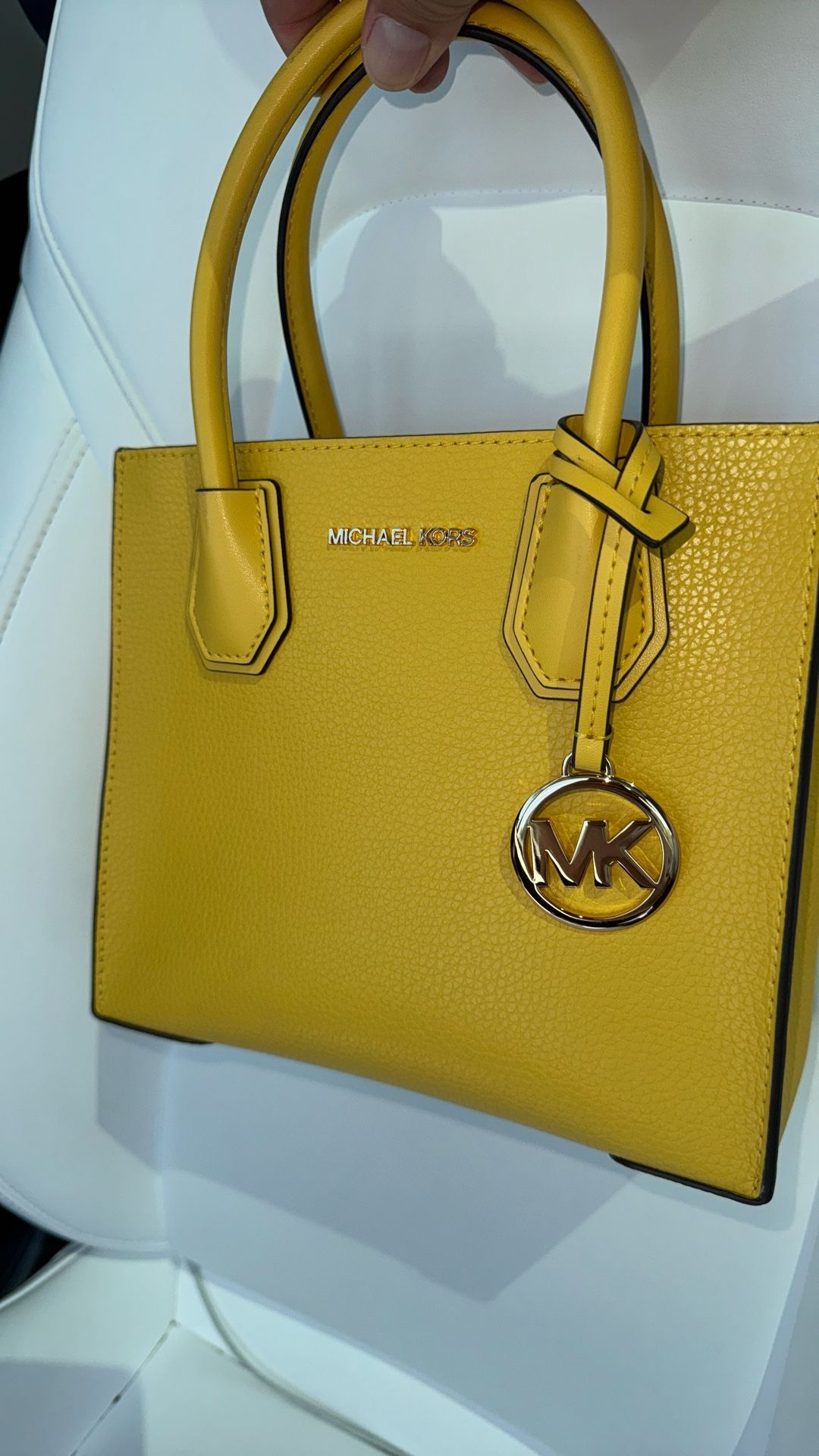 Michael Kors Mercer Medium Leather Satchel Messenger Crossbody Bag-Golden Yellow