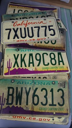 33 used vehicle license plates from various states. Mostly Arizona. 