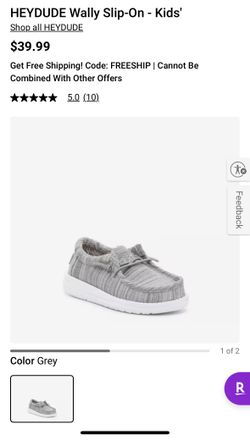 Boys Heydude Wally slip ons in grey