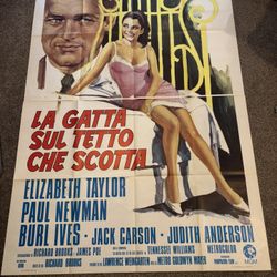 Vintage Italian “Cat On A Hot Tin Roof” Movie Poster