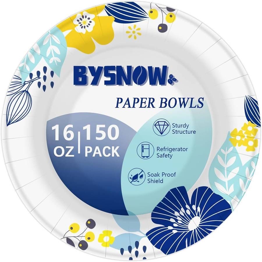 new 150 Packs Paper Bowls, 16 oz Disposable Bowls, Heavy Duty Paper Bowls for Hot Soup and Salad, Bulk Bowls for Party and Picnics About this item U