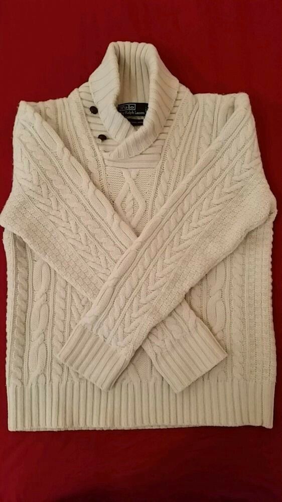  Polo Ralph Lauren Shawl Collar Cable Knit. 💯% Lambs Wool. Size Small.